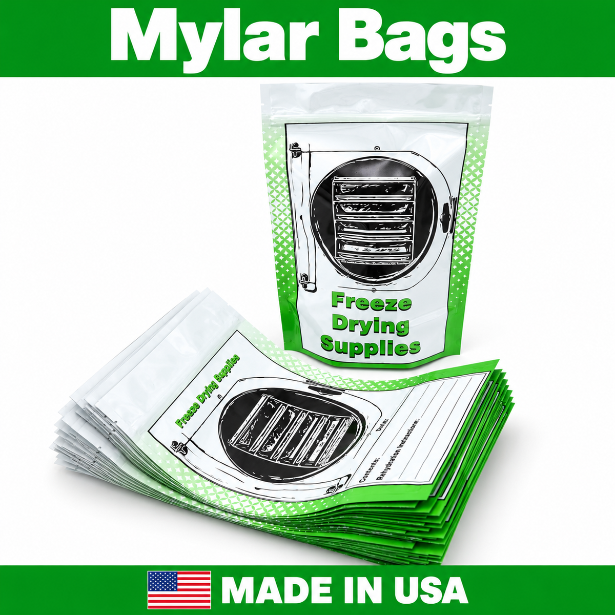 50 Pack 5 MIL Mylar Storage Bags 8x12 With Gusset, and Zipper Top (1/2 Gal) MADE IN THE USA