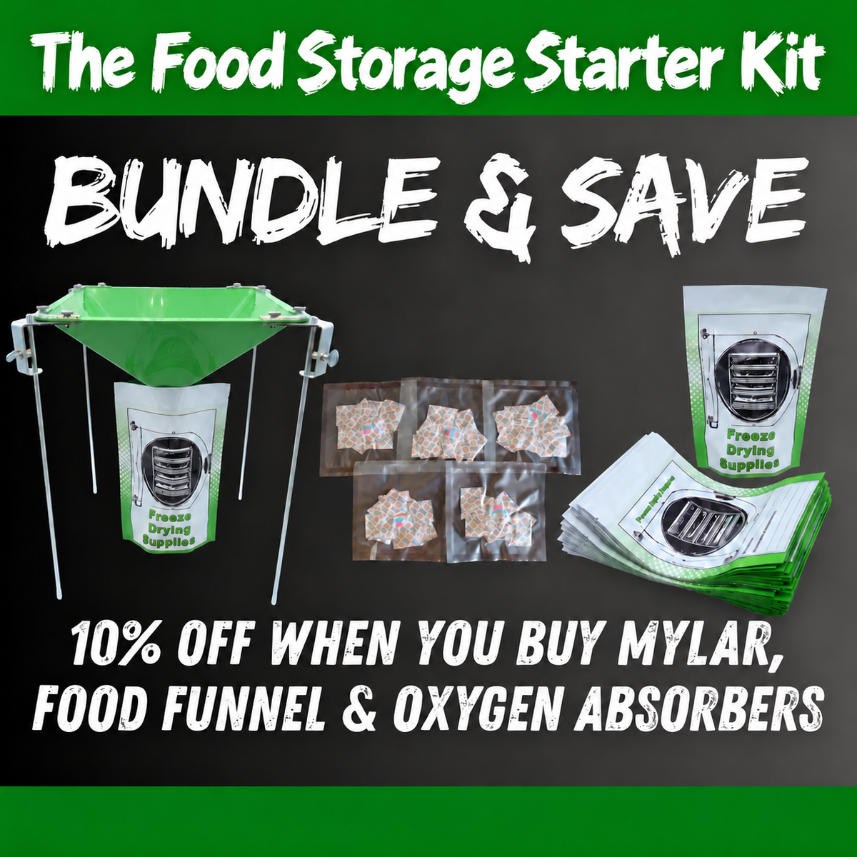 Food Storage Starter Kit-Food Funnel, Mylar and Oxygen Absorbers